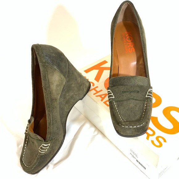 Michael Kors Shoes - Michael Kors Pollux Loden Suede Wedge Loafers